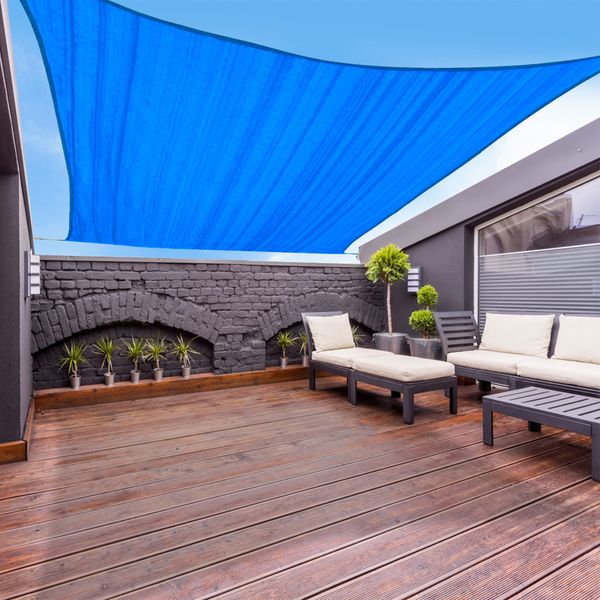 Garden EXPERT 8'x10' Sun Shade Sail Blue Rectangle Canopy Sail Shade Cloth for Patio Garden Outdoor Backyard