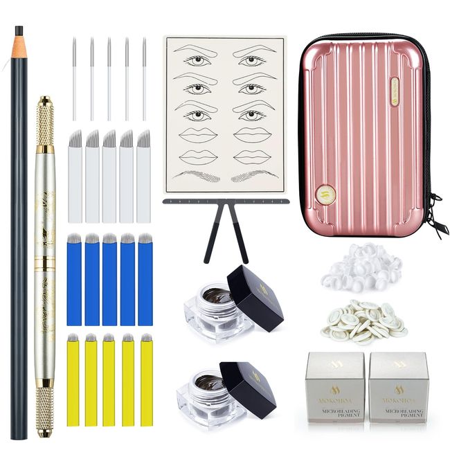 Microblading Set, Mokohoa Microblading Pen mit Mapping Kit Microblading Stift Microblade Augenbrauenstift-Brauen-Mapping Kit von Maquillaje PMU Supplies Brow Daddy Pigment für Anfänger und Künstler