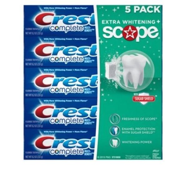 Crest Complete Multienefit Toothpaste Extra Whitening Plus Scope 8.2 Oz (Pack of 5)