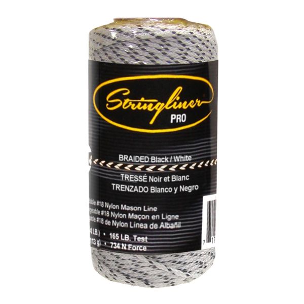 Stringliner 35190 Mason’s Line Replacement Rolls – 1/4 Lb. #18 Construction Replacement Roll Braided Black/White 250'. (1 Pack)