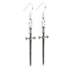 Bluebubble KNIGHT SCHOOL Sword Dangle Earrings on Gift Card (Dragon Slayer Silver)