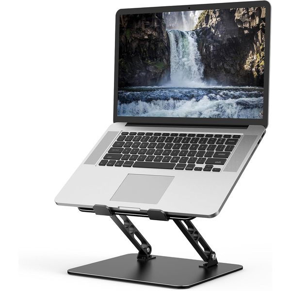 Adjustable Laptop Stand for Desk – Foldable Metal Riser with Ventilation Slots