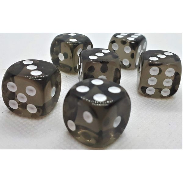 Dice4friends 70732 - Würfelset D6 Transparent: Black (12)