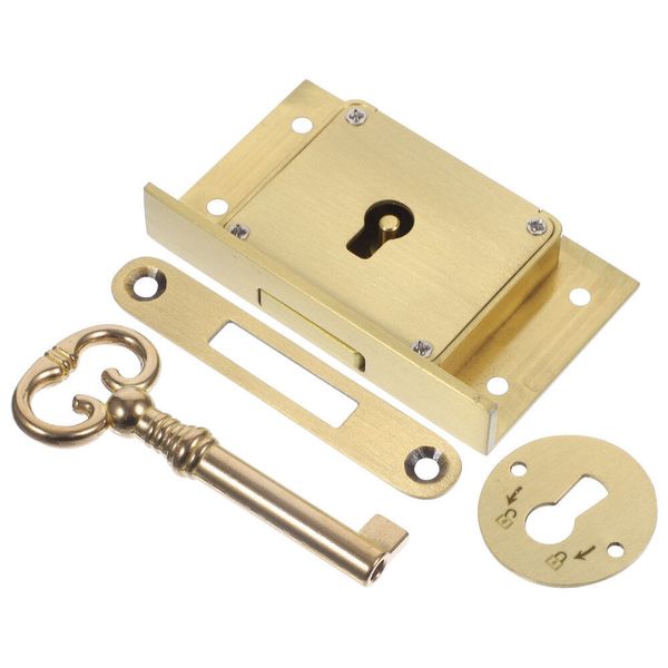 1 Set File Cabinet Lock Secure Drawer Brass Wood Box Safety Lock Replacement US