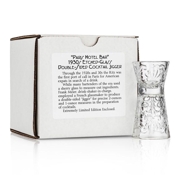 “Paris Hotel Bar” 1930s Etched-Crystal Double-Sided Cocktail Jigger (Gift Box Collection)