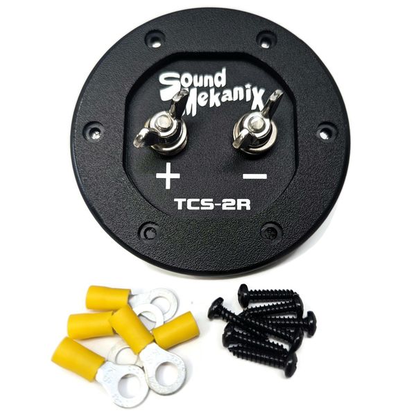 Round Subwoofer Speaker Box Terminal Cup, Single Input - TCS-2R BLACK