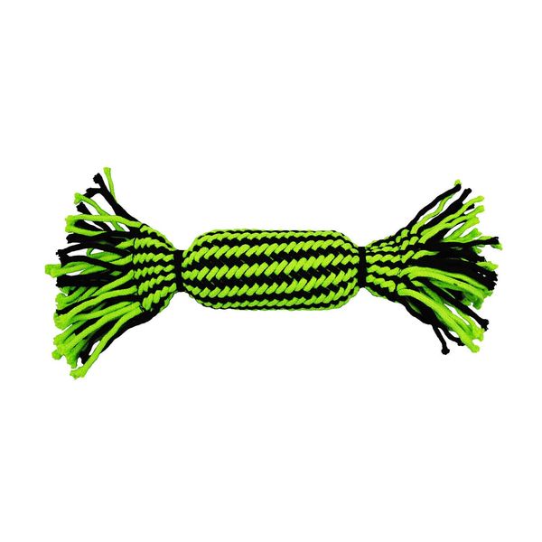 Jolly Pets Knot-N-Chew Tube Squeaker Green/Black Small/Medium