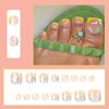 Press on toenail(11) (White Green flowers)