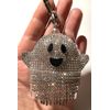 Bath & Body Works Bling Rhinestone Ghost Pocket *Bac Holder Silver Keychain NWT