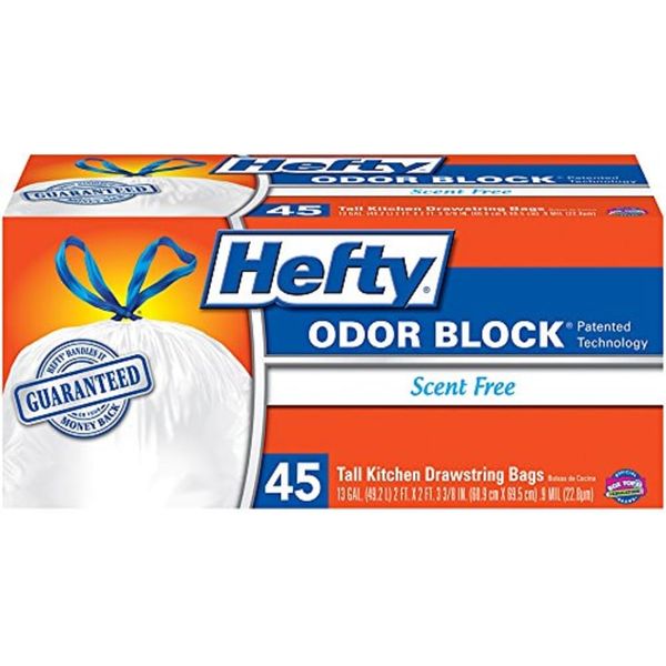 Hefty Tall Kitchen Trash Bags, Scent Free, 45 Ct