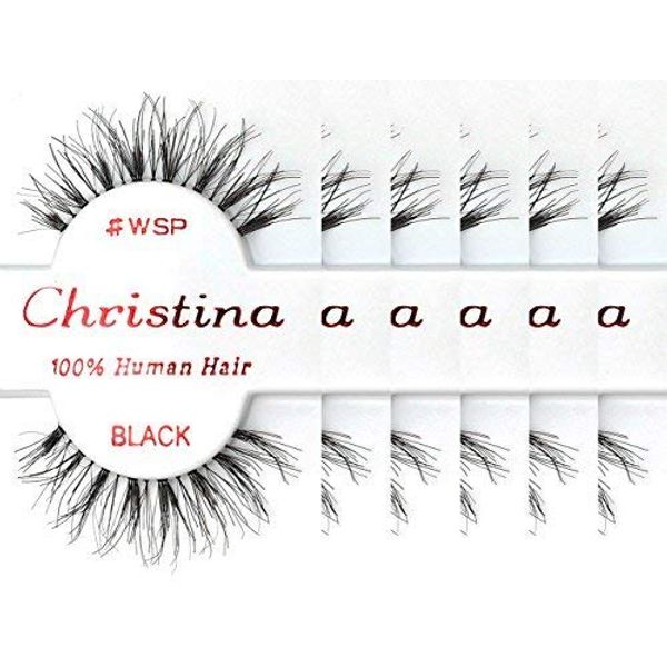Christina 100% Human Hair False Eyelashes (#WSP-6Pack)