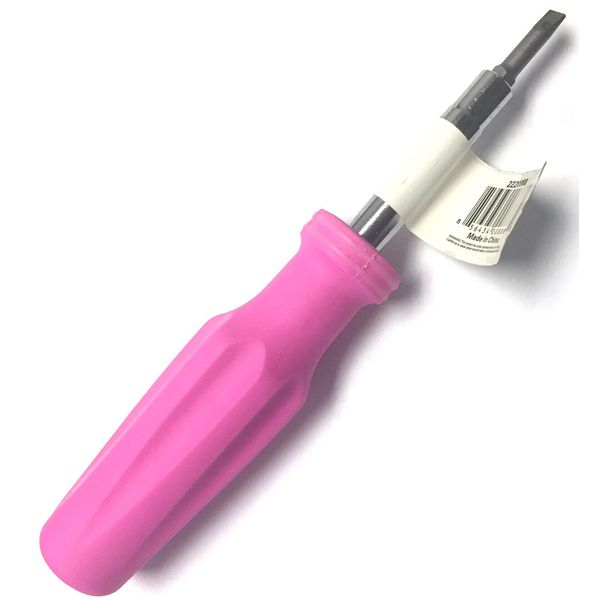 6-in-1 Flathead & Phillips Reversible Screwdriver PH1 PH2 Slotted 3/16" 1/4" PNK