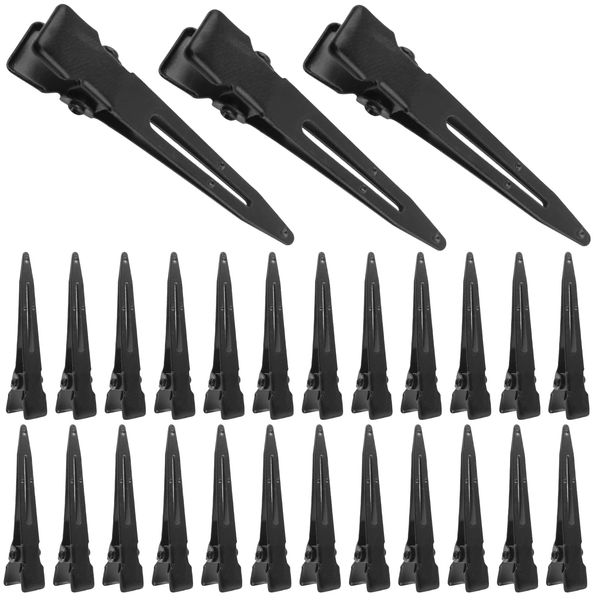 50pcs 1.75 Inches Alligator Hair Clips Metal Duck Bill Hairclips Single Prong Curl Clips Hairpins for Women Girls Salon Styling Hair Accessories(Black)