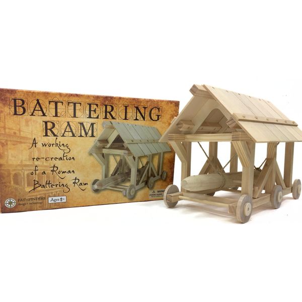 Pathfinders STEM kit Roman Battering Ram Wooden Building kit Catapult Trebuchet Engineering kit Educational Toys for Kids Science kit for Kids Ages 8-10 12 14 stem Projects Physics Toys