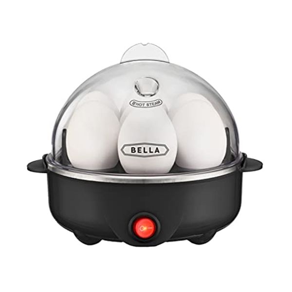 BELLA 17283 Cooker, Rapid Boiler, Poacher Maker Make up to 7 Large Boiled Eggs, Poaching and Omelete Tray Included, Single Stack, Black