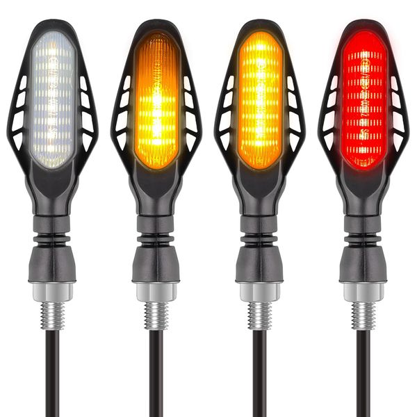 Kinstecks 4PCS Motorcycle Indicators Flowing Turn Signal Lights Motorbike Turning Indicators Daytime Running Lights Taillights Brake Lights 12V for Motorcycle Motorbike