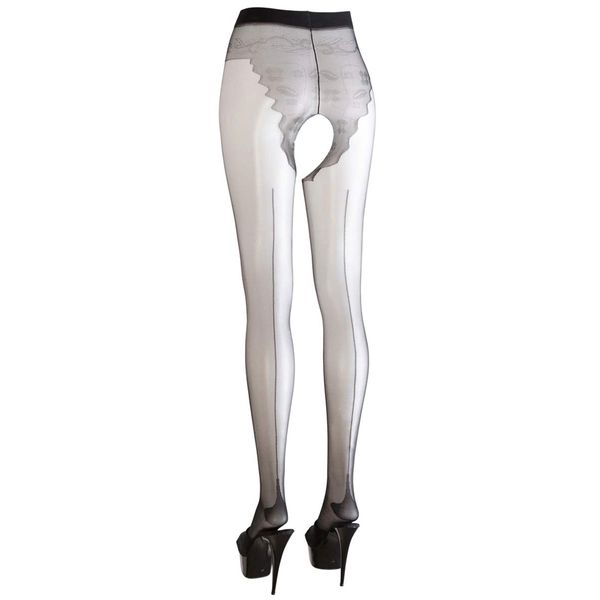 Cottelli Collection Women's Crotchless Tights, 36/38, Black