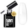 TOMICCA 5 in 1 Builder Nail Gel- Builder Base Strengthening Clear Nail Gel for Hard Strong Nails Tips & Extensions,Clear Builder Gel for Nails Repair,Nail Art Decoration Easy to Shape(Clear 15ML)