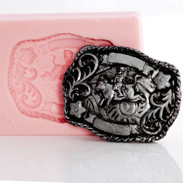 Cowboy Belt Buckle Silicone Mold Make Your Own Western Chocolate, Fondant, Candy, Soap, Resin, Clay, Wax, Flexible and Easy to Use