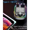 Wireless USB C Bluetooth Car Adapter with Fast Charging & Colorful Backlighting