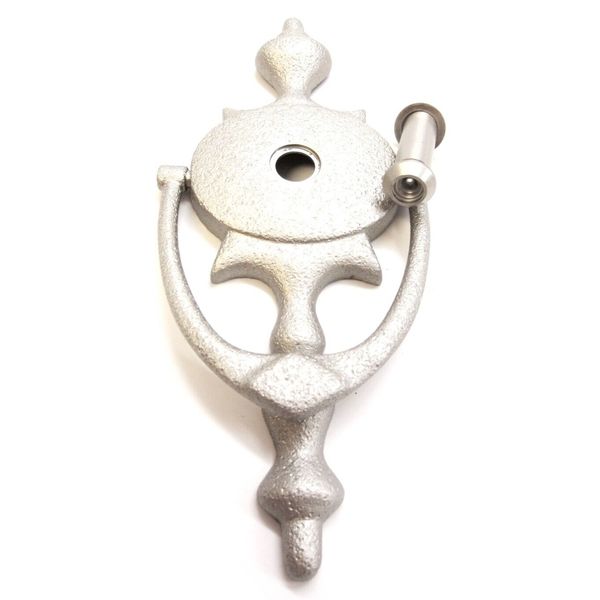 Ancient Treasures Rustic Satin Chrome Door Knocker with Privacy Viewer H504SAT