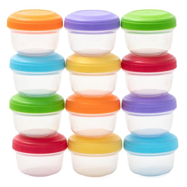 WeeSprout Baby Food Containers - Small 4 oz Containers with Lids, Leakproof & Airtight, Freezer Safe, Dishwasher Safe, Thick Food Grade Plastic, Set of 12 Baby Food Storage Containers + Color Options