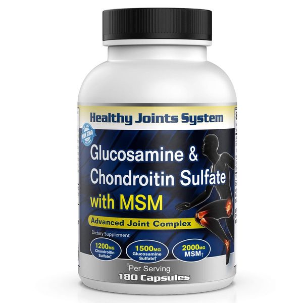 Glucosamine Chondroitin MSM Supplement – 180 Capsules for Joint & Bone Support