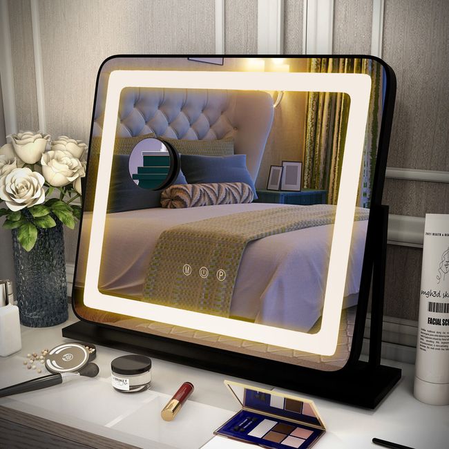 Vanity Lighted Mirror Rotatable Makeup w/ Dimmable 3 Color & Smart Touch Control