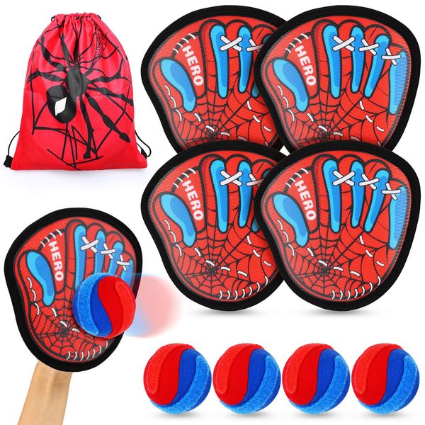 PINjiaju Spider Velcro Ball and Catch Game,Toss and Catch Ball Set,Outdoor Toys for Kids,Family Games Backyard Sports Lawn Games Beach Toys,Greative Birthday for 3 4 5 6 7 8 Year Old Boys Girls