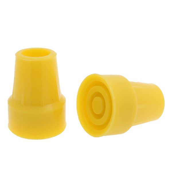 Pair of Yellow Rubber Walking Stick Ferrules Crutch Tips Feet - 19mm & 22mm - by Lifeswonderful (19mm)