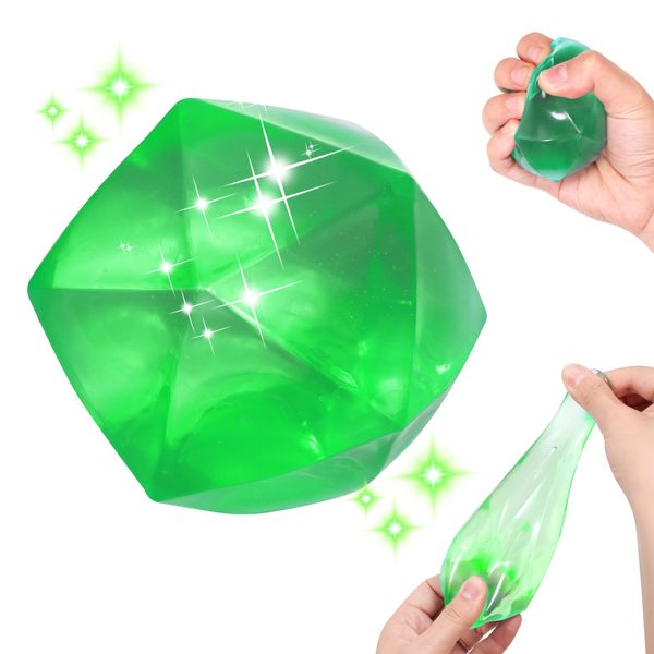 1pcs Green Big 2.45 Stress Cube Masonry Ice Squishy Stress Balls-Diamond Malt Sugar Ball-Sensory Fidget Toy for Your Best Mellow and Chill-Square Shape Hand Exercise Balls- Age 3 to Adult