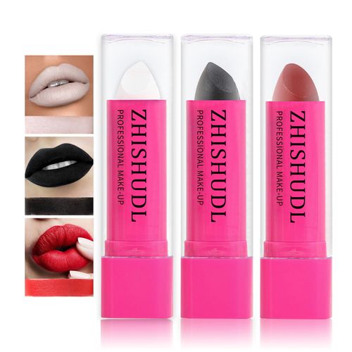 ZHISHUDL 3PCS White Black Red Body Face Paint Eye Black Stick Professional Football Baseball Softball Matte Lipstick Face Painting Kit for Halloween Costume Clown Makeup