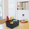 Leendines Plastic Baskets for Storage, 6 Packs Small Woven Basket, Black