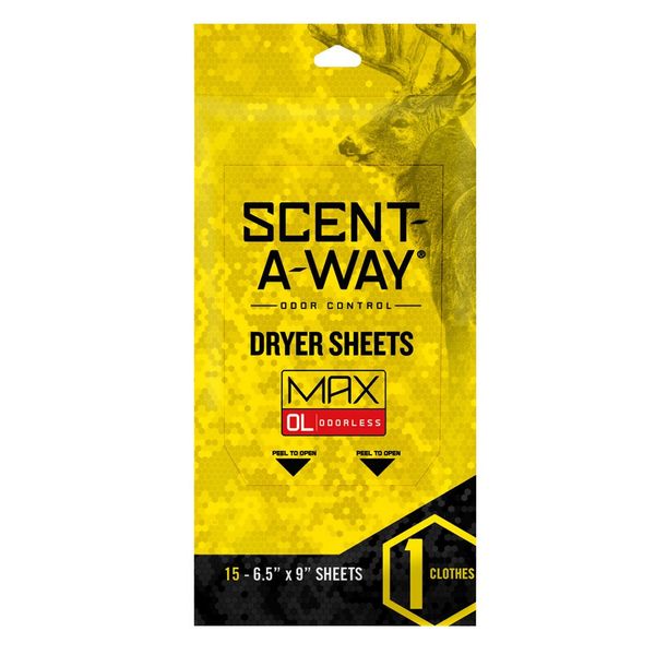 Hunters Specialties Scent-A-Way MAX Odorless Dryer Sheets 15 Per Pack - 07707