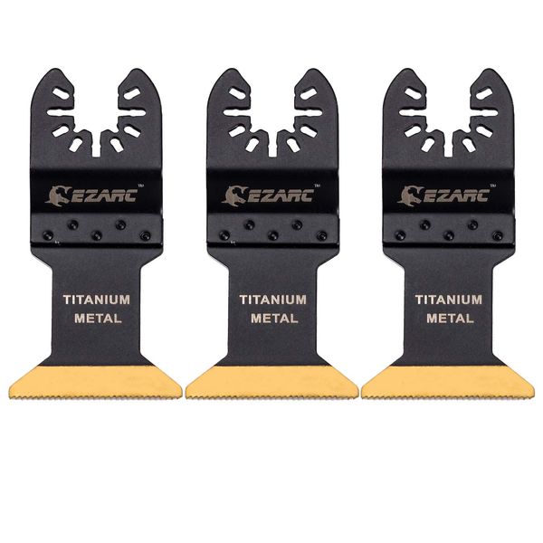 EZARC Titanium Oscillating Saw Blades, Oscillating Multitool Blades for Metal, Wood Nails, Screws Cutting, Plastic, 3 Pack