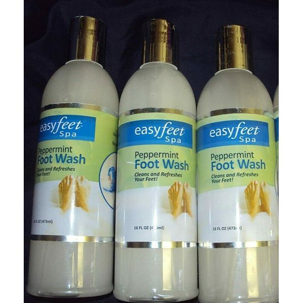 Peppermint Foot Wash Refreshing Cleansing 16 Oz. Bottle Easy Feet Spa - 3 Pack