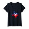 Womens Texas Map Juneteenth Flag Texas Map V-Neck T-Shirt