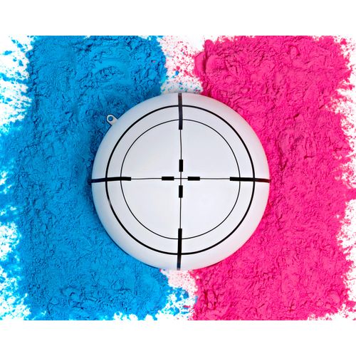 Ultimate Party Supplies Gender Reveal White Target Ball | Pink & Blue Kit | Powder 6 Inch Shooting Ball | Gender Reveal Party Ideas