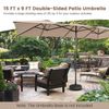 15 x 9 Ft Double-Sided Polyester Fabric Patio Umbrella & Crank Handle Vented Top