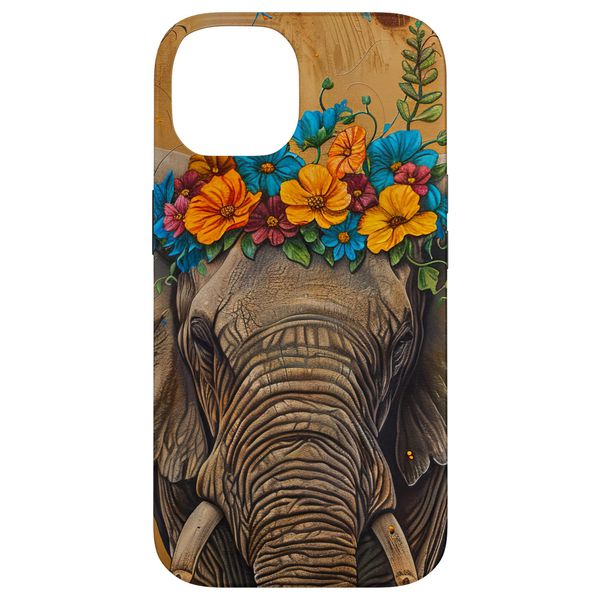 iPhone 14 Elephant with Elephant Ear Flowers Case