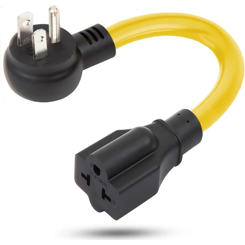 1-Foot NEMA 5-15P To 4-in-1 Female Adapter Cable – 12AWG Heavy Duty EV Charging Cord, 15A Household Plug To 6-20R T-Blade