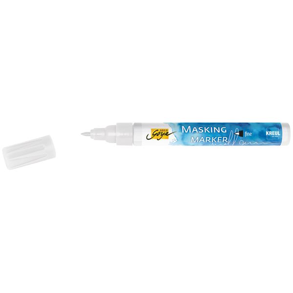 KREUL 18160 - Solo Goya Masking Marker fine, Strichstärke 1 - 2 mm, abziehbares Rubbelkrepp in Markerform, für präzise und kantenscharfe Linienführung inmitten fließender Aquarellfarbe, Blue