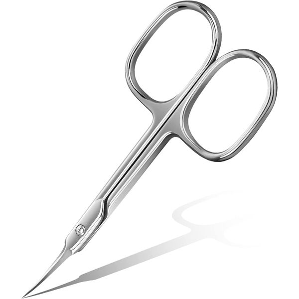 CGBE Cuticle Scissors Extra Fine Curved Blade, Super Slim Scissors for Cuticle Care, Pro Manicure Precision Tip Hair Repair Blade, Small Scissors for Eyebrows, Eyelashes, Dry Skin