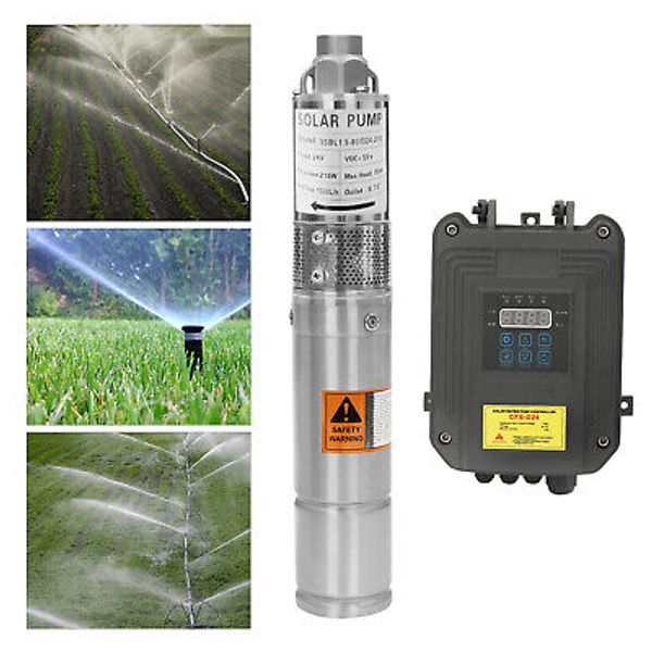 3" Solar Pump Submersible Pump Bore Deep Well Water Pump & MPPT Controller DC24V