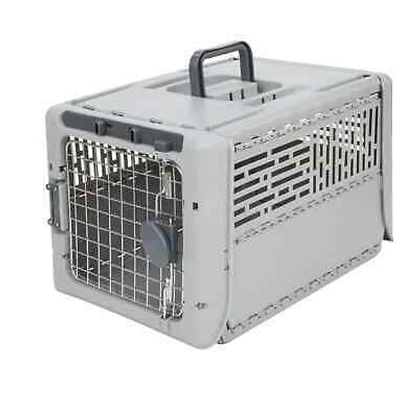 SportPet Designs, Dog Kennels, 19" Collapsible Plastic Pet Kennel, Gray, Small