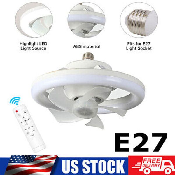 US Fan Bedroom Living Fan Modern E27 Adjustable Led Lamp with Ceiling Light Room