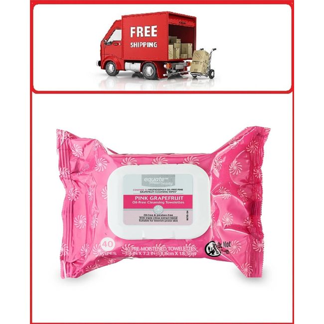 Equate Beauty Pink Grapefruit Oil Free Cleansing Towelettes for Blemish Prone