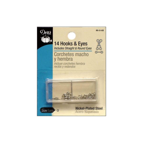 Dritz Hooks & Eyes Nickel Size 0