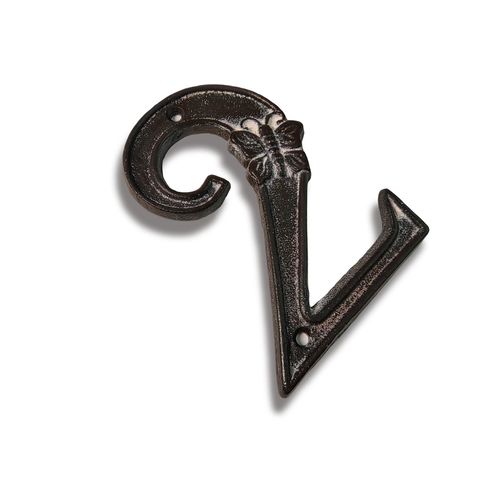 Unique 4.8-Inch High Cast Iron House Numbers or Mailbox Numbers - Weather-Resistant/Matching Screws/Number 2