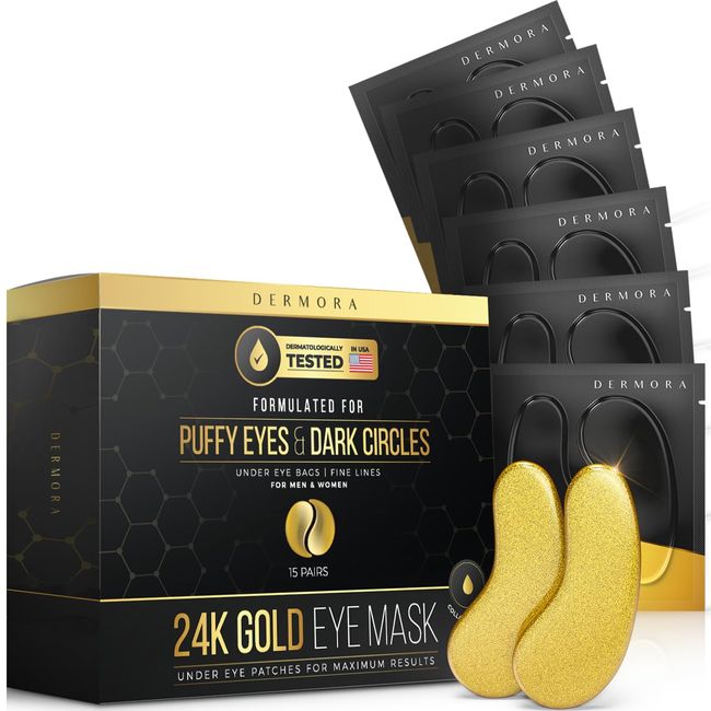 Golden Glow Eye Patches 15 Pairs - for Dark Circles, Puffy Eyes, Wrinkles